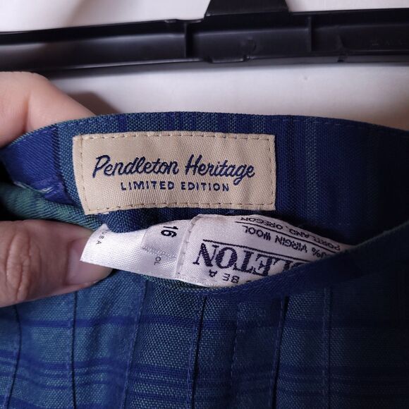 Pendleton Heritage Skirt 16 Plaid Blue, Green Virgin Wool Limited Edition - Picture 5 of 8